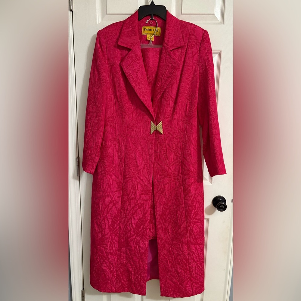 Beautiful Hot Pink Suit with Long Jacket, size 12